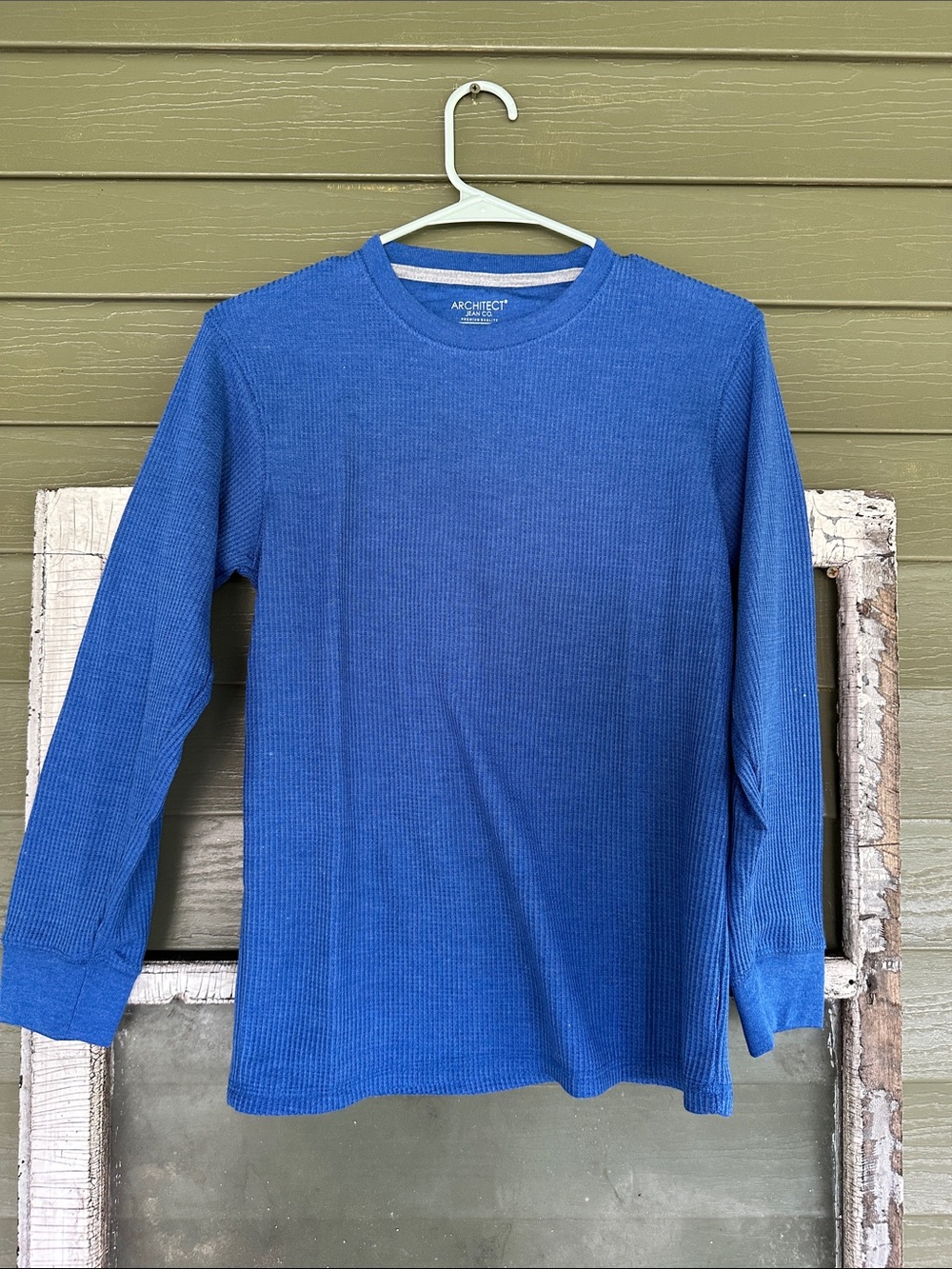 Architect Blue Long Sleeve Waffle Knit Tee - Kids